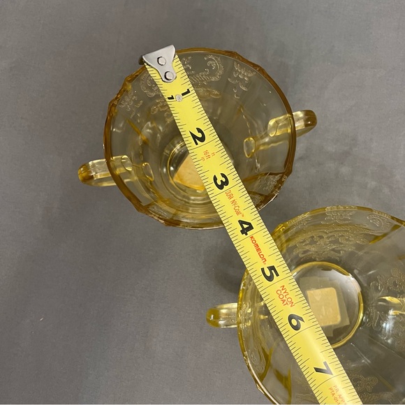 VTG Federal Glass Madrid Pattern Yellow Depression Glass Open Sugar Dishes - Picture 9 of 11